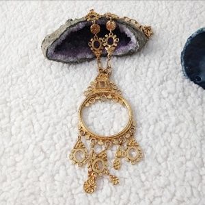 Chunky Gold Tone Medallion Necklace